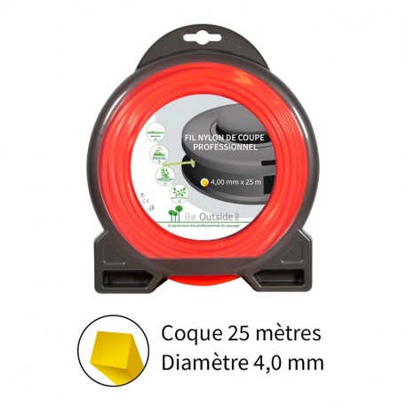Fil nylon de coupe carré 4.0 mm pour débroussailleuses
